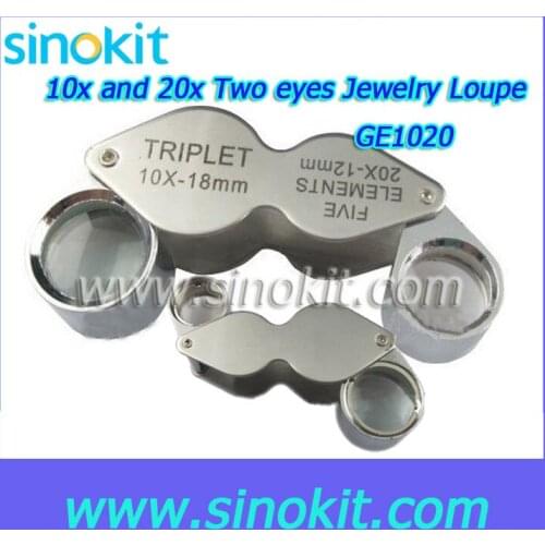 Professional 10x,20x Magnification Power Jewelry two eyes Loupe - GE-1020
