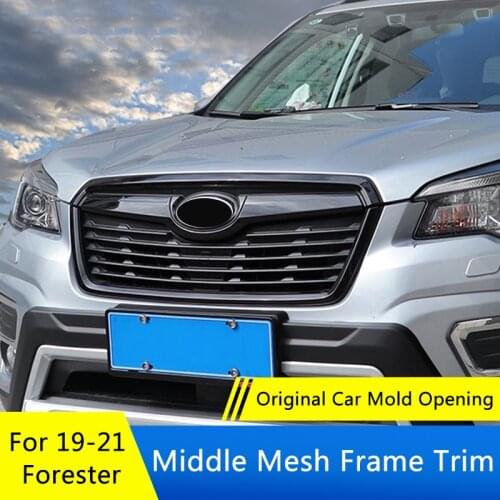 QHCP Car Front Grille Strip Trims Cover Decorative Sticker Middle Mesh ABS For Subaru Forester 2019 2020 2021 Exterior Accessory