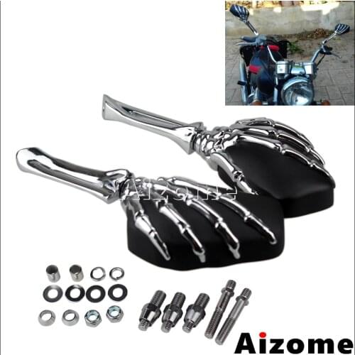 Universal Motorcycle Skeleton Hand Claw Rearview Side Mirrors For Softail Sportster Shadow Intruder Boulevard V-Star Custom