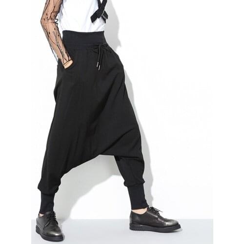 Spring Women Drop Crotch Baggy Pants Summer Hip Hop Patchwork Harem Pants Elastic Waist Pencil Trousers Punk Street Sweatpants A