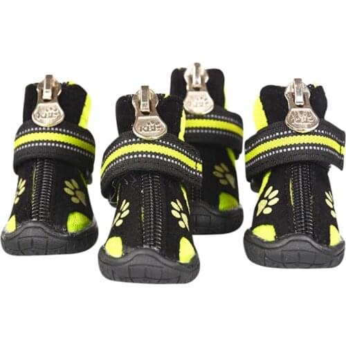 Waterproof Winter Dog Shoes Anti-slip Snow Paw Printed Pet Boots Paw Protector For Small Medium Dogs With Zipper Velcro