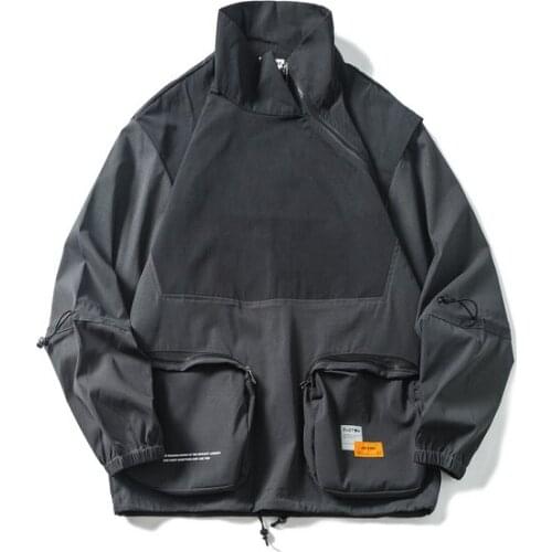 High Quality Splicing Pullover Jacket Streetwear Kpop Korean Style Fashions Clothes Hip Hop College Army Jackets 2020 Clothing