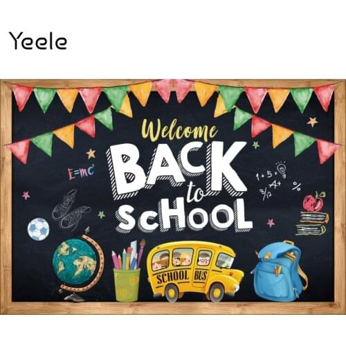 Yeele Back to School Backdrop Props Photocall Banner Backboard Bus Bag Background Photography Photographic For Baby Photo Studio