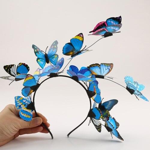 Women girl 3D simulation butterfly headband hair accessories Christmas party birthday hair wear cosplay wreath jewelry headband