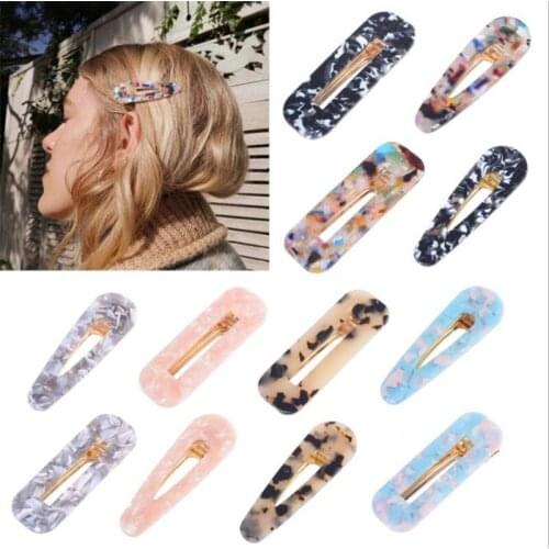 1PC New Women Girls Acrylic Hollow Waterdrop Rectangle Hair Clips Tin Foil Sequins Hairpins Barrettes Headbands Hair Accessories