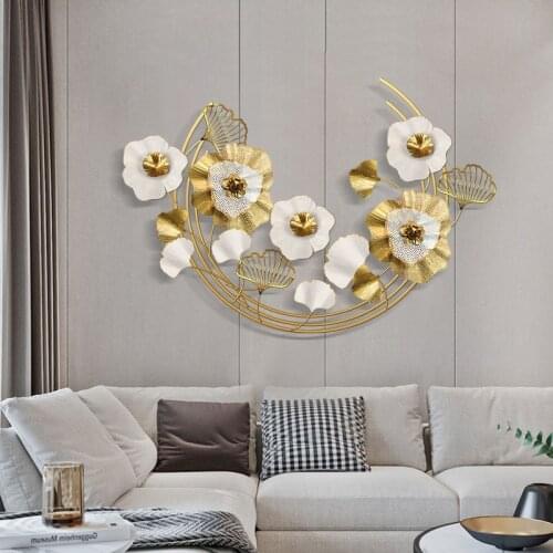 140cm Wide Luxury Wall Bedroom living Room Iron Pendant Sofa Background 3D Ginkgo Biloba wall hanging Home Decor Aesthetic