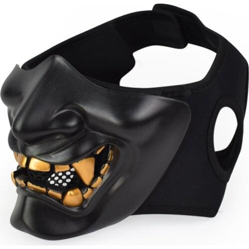 2021 Half Face Airsoft Mask Halloween Cosplay Costume BB Evil Demon Prajna Tactical Ghost Samurai Hannya Half Cover Prajna Masks