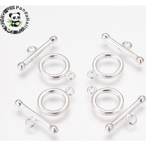 50 Sets OT Brass Bar and Ring Toggle Clasps Connectors for Jewelry Making DIY Bracelet Necklace Jewelry Findings Silver Color