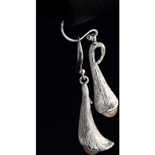 Brinco 2018 New Plant Hot Sale Natural Pearl Female Earrings 100% 925 Sterling Inlay Oval Fine Drop For Women Luxurious