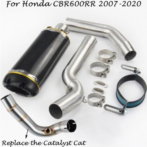 For Honda CBR600RR 2007-2020 Motorcycle Under Seat System Exhaust Muffler Tube Front Link Pipe No Catalyst Cat Sets