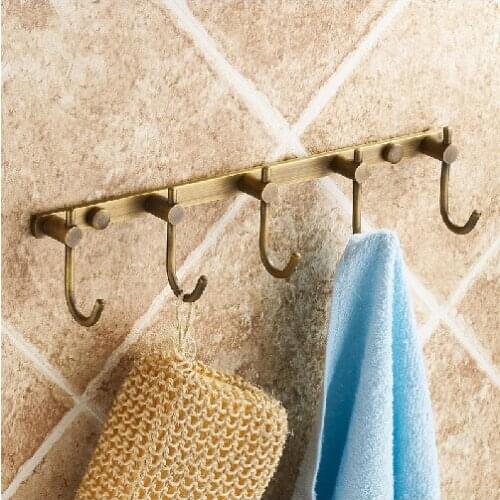 Europe antique brass cloth hook door Coat hook Rural coat hat hooks kitchen row 5pcs hooks clasps