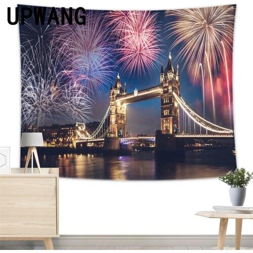 Fireworks Tapestry Wall Hanging Sandy Beach Picnic Rug Camping Tent Sleeping Pad Home Decor Bedspread Sheet Wall Cloth