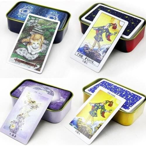 6 Kinds Option Metal Box Tarot Board Game 78 PCS/Set Boxed Playing Card Tarot 9.5*5.8cm Card Board Game For Family/Friends