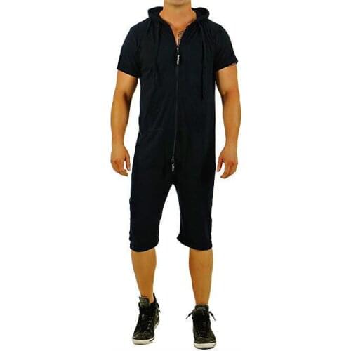2020 Summer Men Jumpsuit One-piece Man Playsuit Zipper Short Sleeve Male Jumpsuit Streetwear Overalls