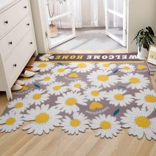 New Daisy Flower Doormat Carpet Hallway Bedroom Living Room Bathroom Entrance Doormat Pvc Non-slip Cuttable Custom Mats Carpet