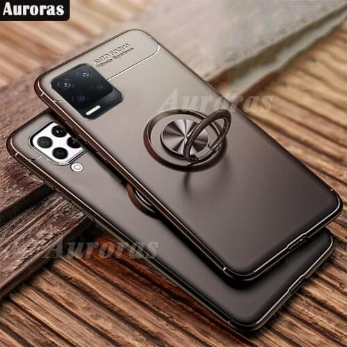 Auroras For Realme 8 Pro Case Business Style with Finger Ring Magnetism Holder Phone Back Cover For Realme 8 5G Case