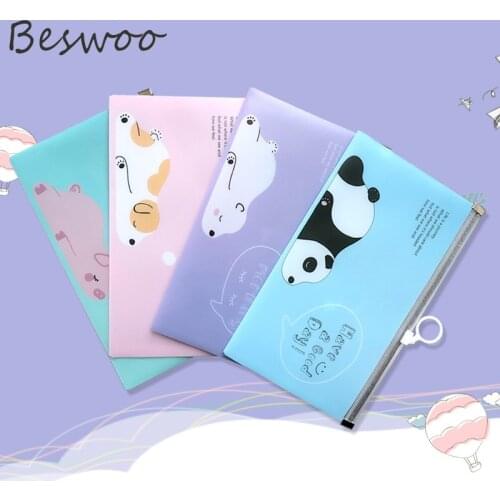 Mask Storage Bags PP Plastic Zipper 4Pcs Small Papers Bag Cute Cartoon Card Holder Coin Purse Students Stationery Storage Bags