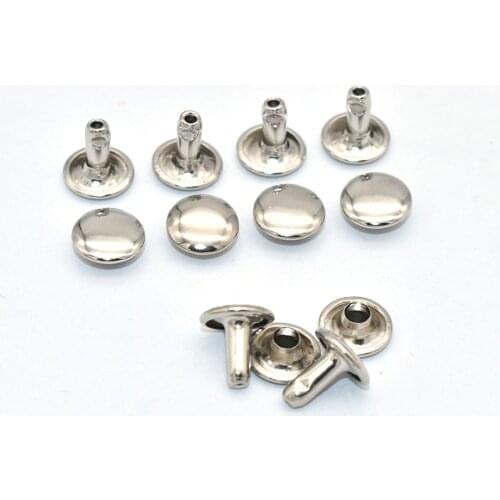 Metal Double Cap Leather Rivets - Silver Metal Rapid Rivet Studs for Leather Craft Clothes/Shoes/Bags/Belts Repair Decoration
