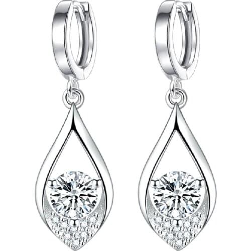 Trendy Earrings 925 Silver Jewelry with Zircon Gemstone Water Drop Shape Earrings for Women Wedding Party Accessories Wholesale