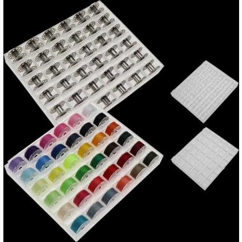 36Pcs Stainless Steel Sewing Machine Bobbins Spools Empty Bobbins Spools Sewing Belt lineMachine Plastic Storage Box