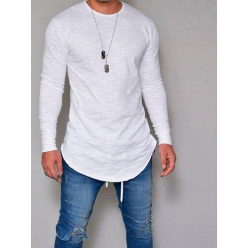 2018 New Mens Solid Color Tshirt Casual Slim Long-Sleeved T-Shirt Kanye West Tops Quality O-Neck Tshirt Men Top Tee WGTX61