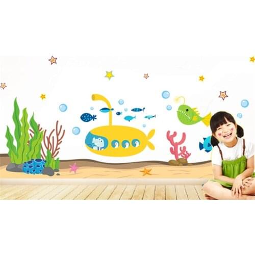 Under Water Sealife Fish Wall Stickers Kids Room Bathroom Decorations Diy Nursery Animal Mural Art Home Decal