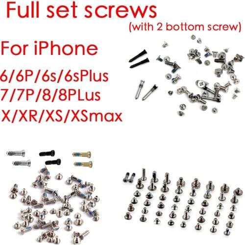 Complete Full Set Screws with Bottom Screws Replacement for iPhone 6 6s 6Plus 6sPlus 7Plus 8 8 Plus X XR XS XS max