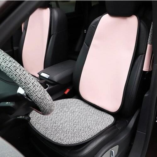 Simple Fashion Four Seasons Tweed Cotton Linen Leather Universal Non-slip Backrest Car Seat Cushion