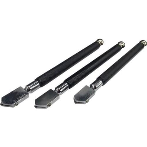 Glass Cutter 3mm-15mm Black Pencil Oil Feed Carbide Tip Glass Cutter Metal Handle Cutting Tool for Thick Glass Tiles Mirror