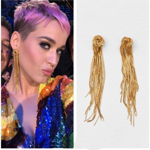 Rongho Brand Vintage Metal Snake Chain Tassel Stud Earrings Pendant for Women Punk Jewelry Gold Earring Fashion Brincos