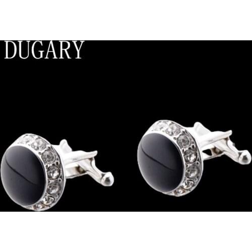 DUGARY Luxury shirt cufflinks for mens Brand Black cuff buttons cuff links gemelos High Quality crystal wedding abotoaduras