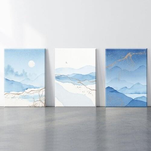 Nordic Abstract Landscape Wall Art Print for Bedroom Decor Art Print Home Decorative Blue Mountains Canvas Paintings Posters