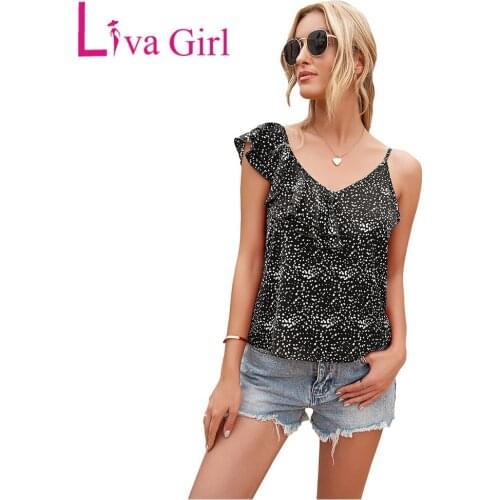LIVA GIRL Woman Wave Dot Irregular Camisole 2021 Summer Sleeveless Tops Female Loose Printed Vest Ladies Casual Sling Tank XL