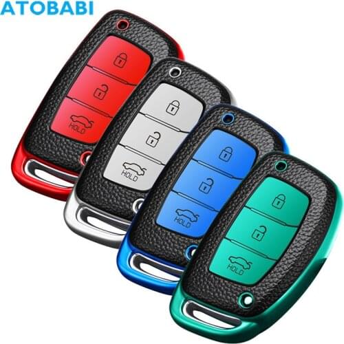 TPU Leather Car Key Case Smart Remote Control Fob Protector Cover For Hyundai IX25 IX35 Avante Verna Reina Mistra 2014 2015 2016