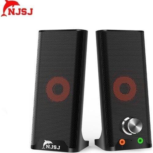 NJSJ Soundbar, USB Powered Sound Bar Speakers for Computer Desktop Laptop PC, Black (Colorful Speakers)