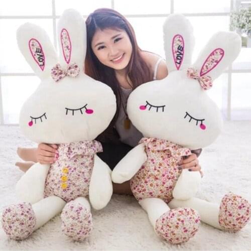 1pc 50-145cm Cute Wear Clothes Floral Rabbit Plush Toys Bunny Stuffed Dolls Kids Toys Baby Appease Birthday Gifts