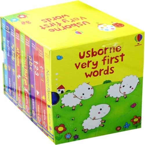10 Books/Set USborne Very First Words Board Book Educational Toys English Books for Children Baby 0-5 years box packing 12*10cm