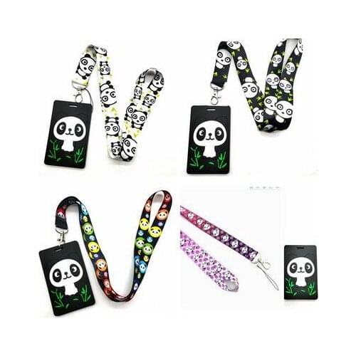 20 Pcs cartoon panda Lanyard Key Chains Card Holders Bank Card Neck Strap Card Bus ID Holders