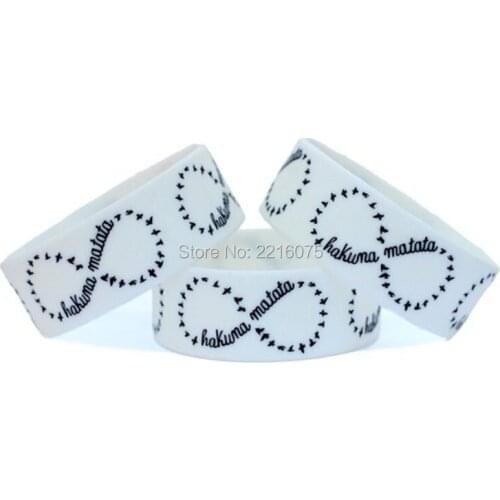 300pcs One Inch Infinity Sign No Worries Hakuna Matata wristband silicone bracelets free shipping by DHL express