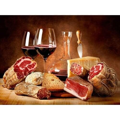 Diamond Embroidery still life Beef wine Mosaic 5D DIY Diamond Painting Cross Stitch Full Square/Round Drill Wall Decor YG552