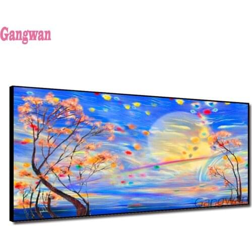 Large abstract art Diy Diamond Painting Moon Flower Night Sky Full square round drill Diamond Embroidery mosaic 5D square round