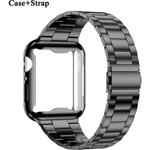Case+strap for Apple Watch band 42mm/38mm Accessories Stainless Steel belt metal Bracelet IWatch 3 4 5 6 SE 40mm 44mm