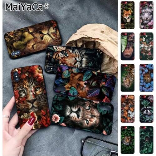 MaiYaCa Animal king tiger lion fox orangutan flower Green leaf Phone Case for iphone 11 pro XS MAX 8 7 6 6S Plus X 5S SE 2020 XR