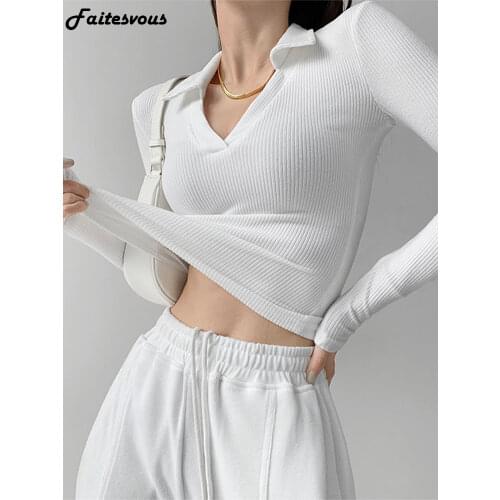 Faitesvous Womens Long Sleeve Polo Shirts