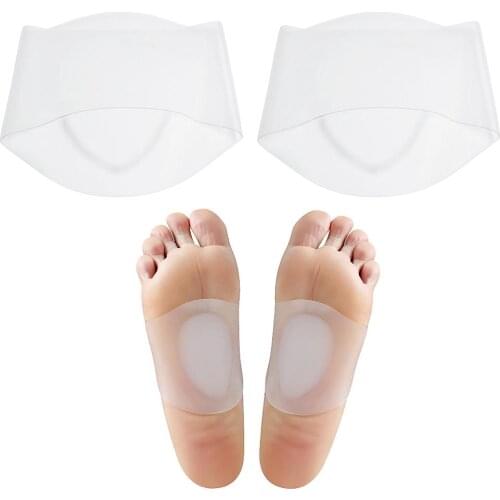 Gel Arch Supports for Plantar Fasciitis Flat Feet Fallen Arches Soft Silicone Clear Arch Sleeves Wrap with Padded Cushions