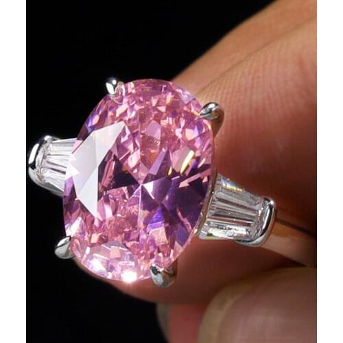 100% Silver 925 Sterling Wedding Rings For Women Jewelry Pink Topaz Oval Finger Ring Bridal Engagement Ringen Accessories
