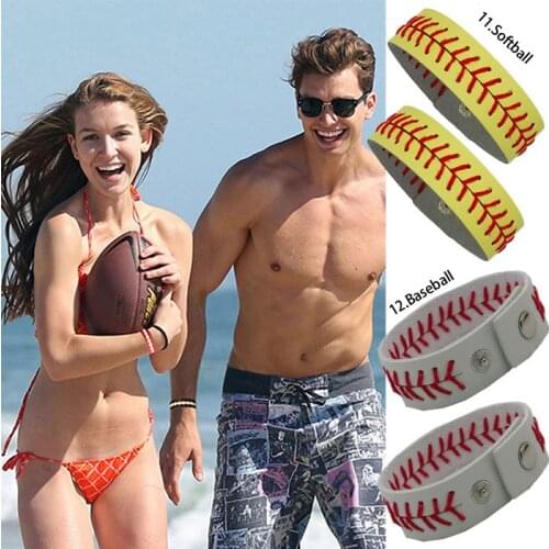 Leather Softball Bracelet Baseball Bracelet Football Bracelet Sports and Fashion Wristband