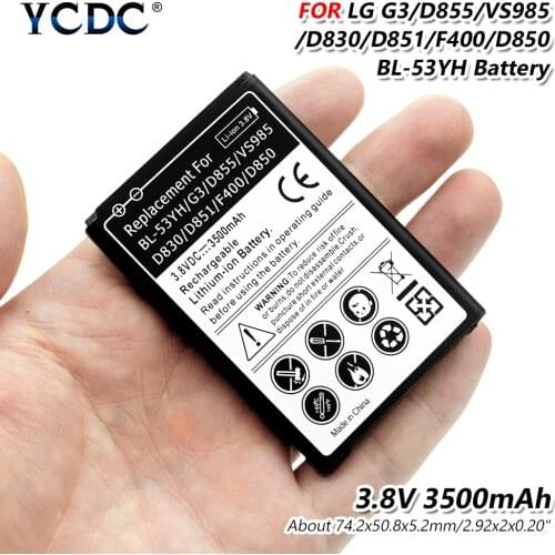 3.8v 3500mAh BL53-YH Lithium Battery For LG Optimus G3 VS985 D830 D850 D851 D852 D855 LS990 F400 Smart Phone Battery Replacement