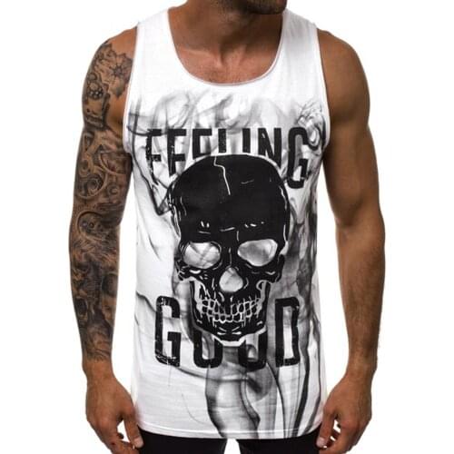 Mens Summer Vest New Style Fashion Skull Print Leisure Tank Fashion Comfortable Top Streetwear Bodybuilding Slimming Clothes