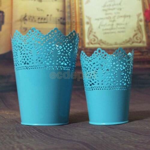 Metal Cut Out Desk Tidy Home Pen Flower Pot Vase Makeup Brush Holder Organiser